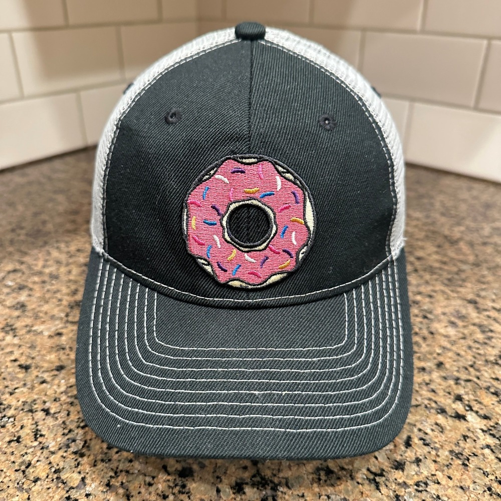 Donut Feed Me Fight Me Snapback Trucker Hat Unisex OSFM Black White Cotton Mesh
